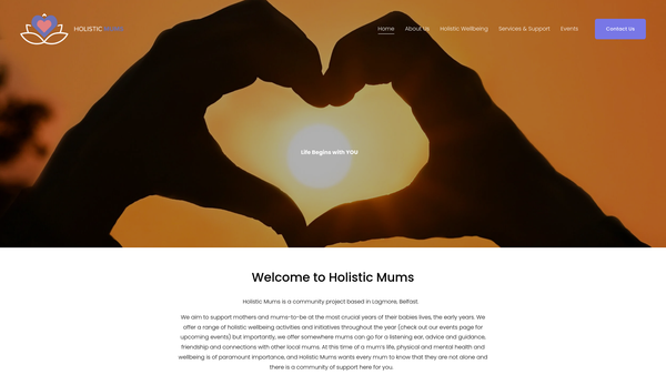 Screenshot of the Holistic Mums website