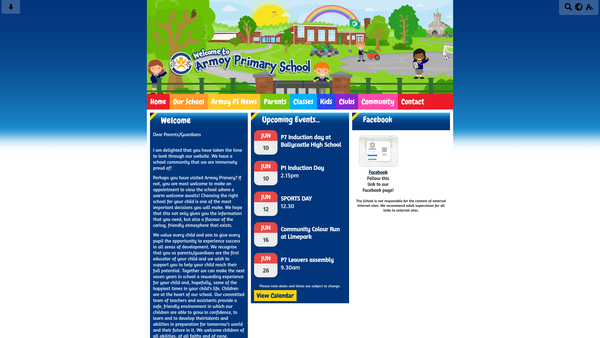 Screenshot of the Armoy Primary School Parent Teacher Association website