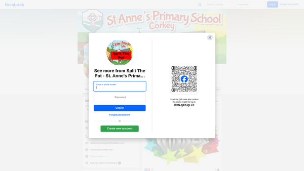 Screenshot of the St. Anne's Primary School PTA website