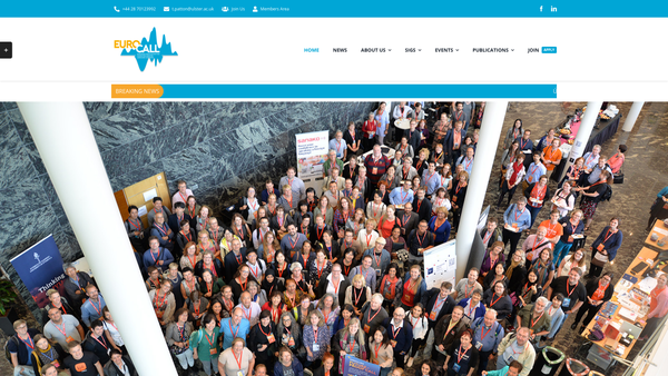 Screenshot of the European Association for Computer Assisted Language Learning (EUROCALL) website
