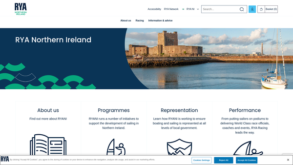 Screenshot of the The Royal Yachting Association Northern Ireland website