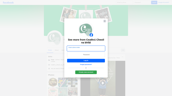 Screenshot of the Ceathrú Cheoil na bhFál website