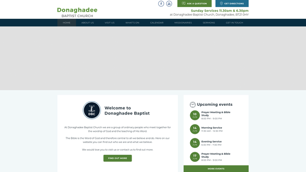 Screenshot of the Donaghadee Baptist Church website