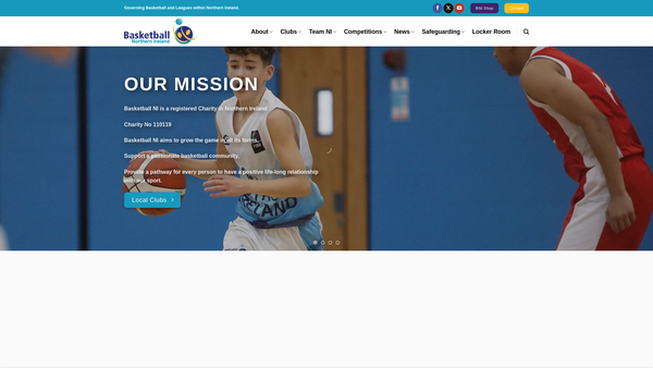 Screenshot of the Basketball Northern Ireland Limited website