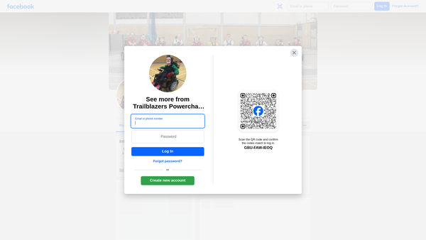 Screenshot of the Trailblazers Powerchair Football Club website