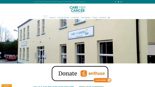 Screenshot of the Care for Cancer website