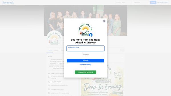 Screenshot of the The Road Ahead NI website