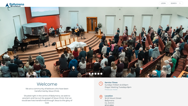 Screenshot of the Ballymena Baptist Church website