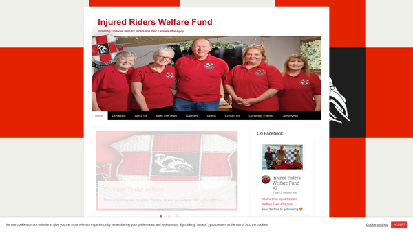 Screenshot of the Injured Riders Welfare Fund website
