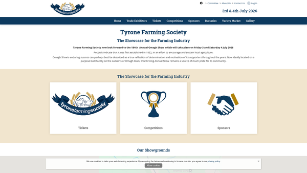 Screenshot of the Tyrone Farming Society website