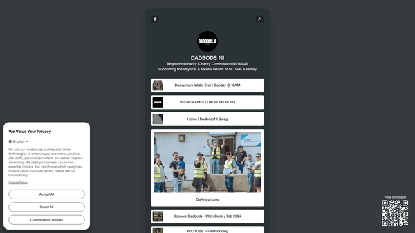 Screenshot of the Dadbods Community NI Ltd website
