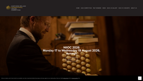 Screenshot of the Northern Ireland International Organ Competition website