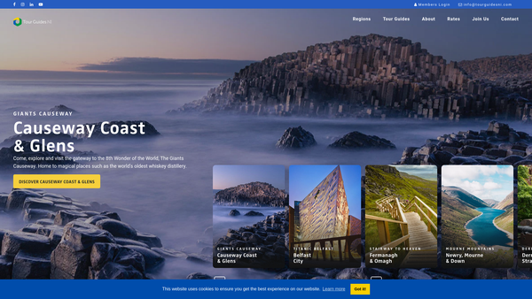 Screenshot of the Tourguides NI website