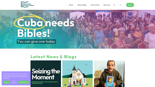 Screenshot of the Bible Society Northern Ireland website