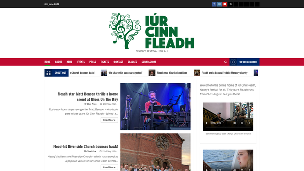 Screenshot of the Iúr Cinn Fleadh website