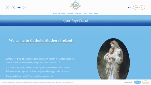 Screenshot of the Catholic Mothers Ireland Ltd website