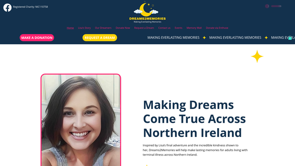 Screenshot of the Dreams2Memories website