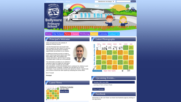 Screenshot of the Ballynure Primary School PTA website