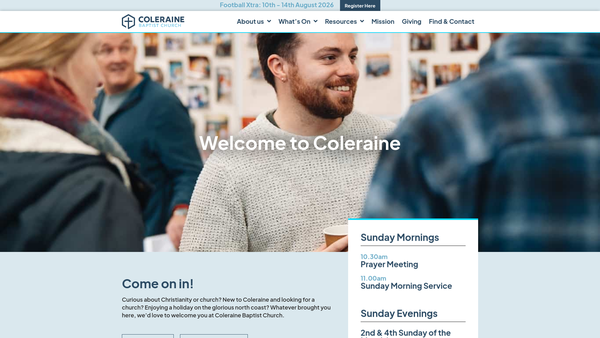 Screenshot of the Coleraine Baptist Church website