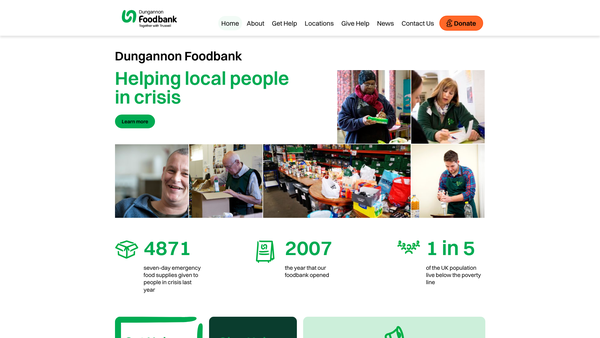 Screenshot of the Dungannon Foodbank website