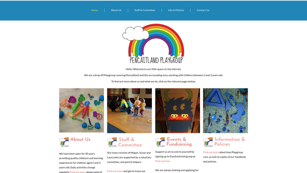 Screenshot of the Pencaitland Playgroup website