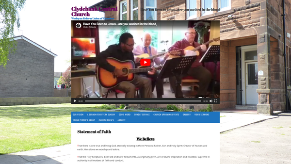Screenshot of the Central Church, Wesleyan Reform Union website