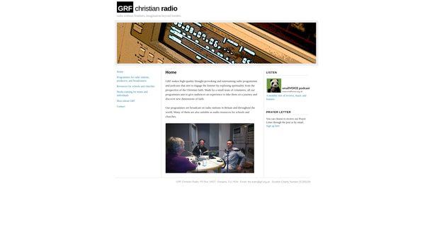 Screenshot of the Gospel Radio Fellowship - K/A Grf Christian Radio website