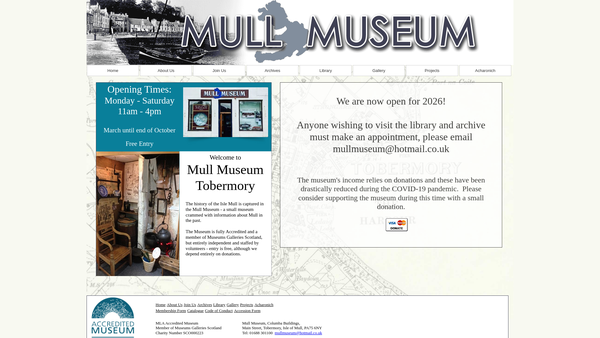 Screenshot of the Trustees Of The Isle Of Mull Museum website