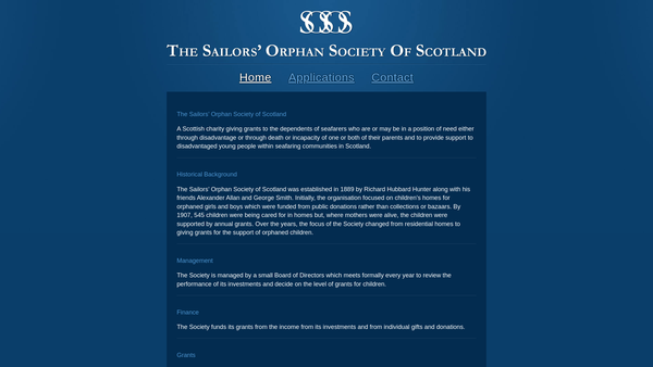 Screenshot of the Sailors Orphan Society Of Scotland website