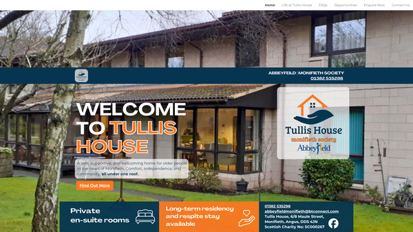 Screenshot of the Abbeyfield Monifieth Society Ltd website