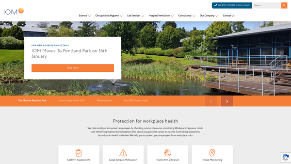 Screenshot of the Institute Of Occupational Medicine website