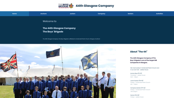 Screenshot of the 44th Glasgow Boys Brigade Company website
