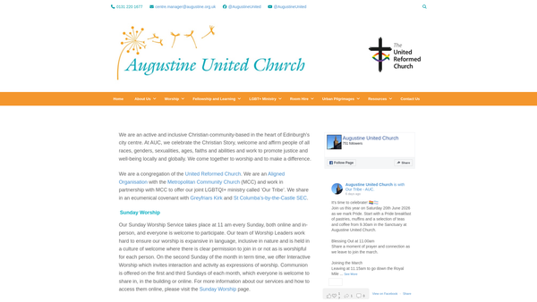 Screenshot of the Augustine United Church website