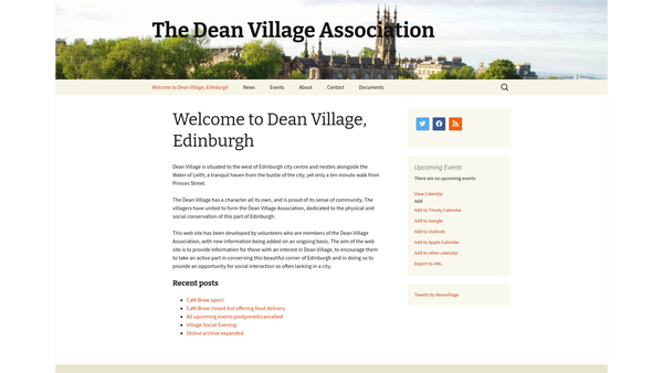 Screenshot of the Dean Village Association website