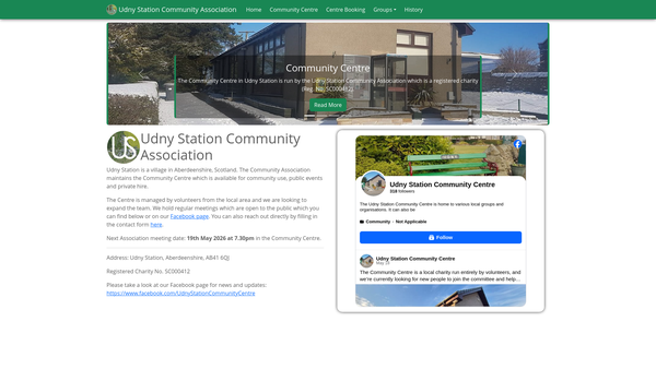 Screenshot of the Udny Station Community Assoc website