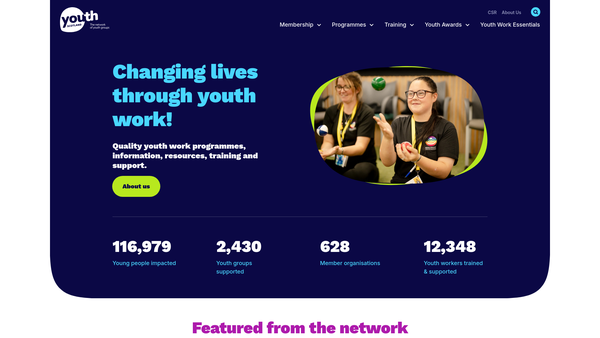 Screenshot of the Youth Scotland website