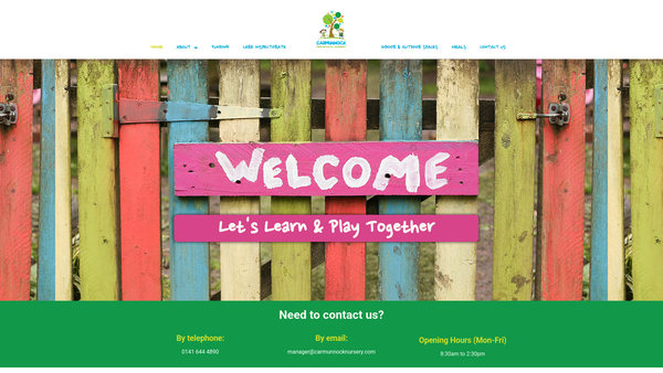 Screenshot of the Carmunnock Pre-School Nursery website