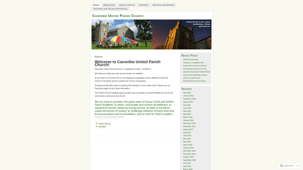 Screenshot of the Canonbie Parish Church Of Scotland website
