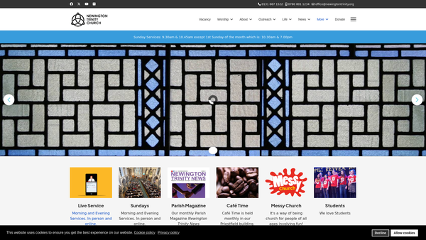 Screenshot of the Edinburgh: Newington Trinity Church of Scotland website