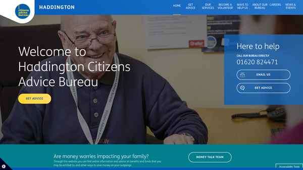 Screenshot of the Haddington Citizens Advice Bureau website