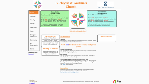Screenshot of the Buchlyvie and Gartmore Church of Scotland website