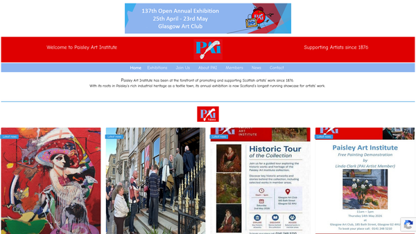 Screenshot of the Paisley Art Institute website