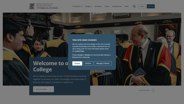 Screenshot of the Royal College Of Physicians & Surgeons Of Glasgow website