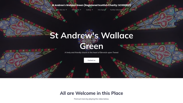 Screenshot of the St Andrew's Wallace Green and Lowick Church of Scotland, Berwick-upon-Tweed website