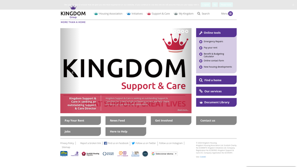 Screenshot of the Kingdom Housing Association Limited website