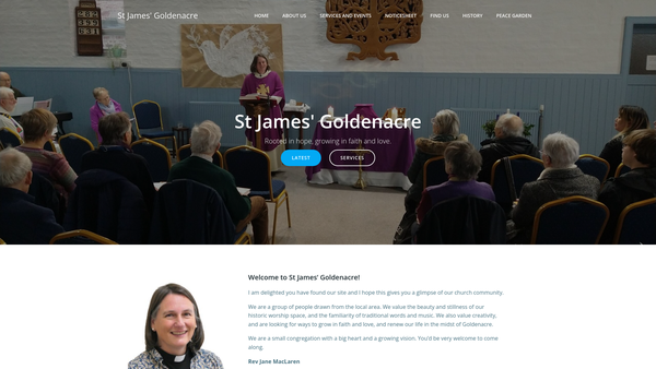 Screenshot of the St Philips & St James Episcopal Church: Edinburgh website