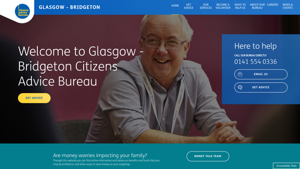 Screenshot of the Bridgeton Citizens Advice Bureau website