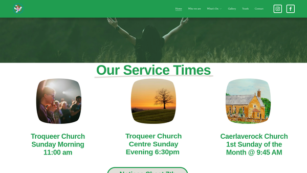 Screenshot of the Troqueer and Caerlaverock Church of Scotland website