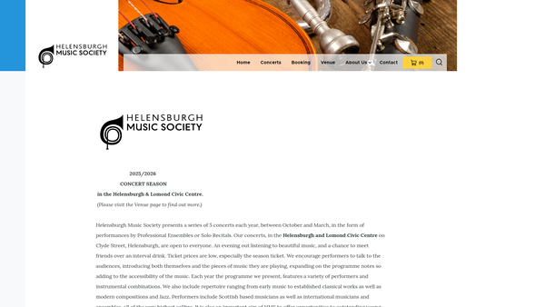 Screenshot of the Helensburgh Music Society website