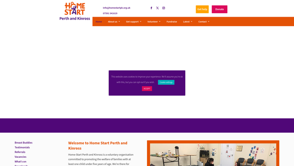 Screenshot of the Home-Start Perth and Kinross LTD website